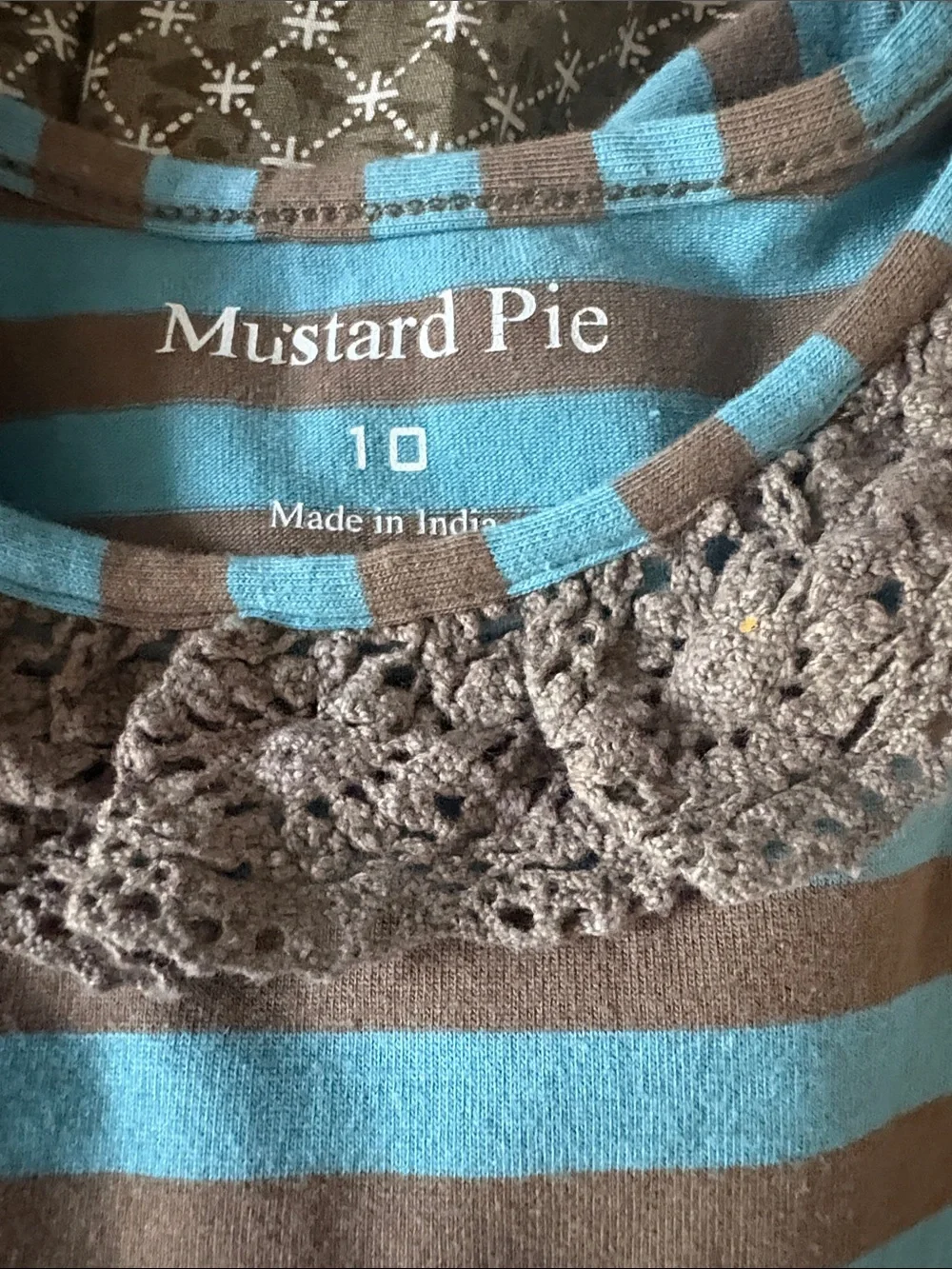 Mustard Pie Teal Striped & Burgundy Floral Patchwork Dress